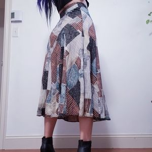 Lapis Full length Plaid Patch Flare Skirt